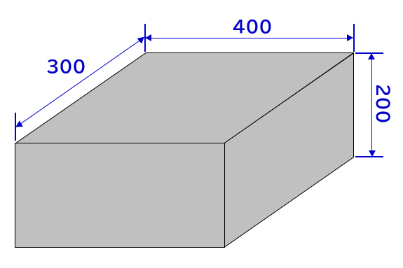 図：テスト加工をお受けする材料サイズ 300×400×200